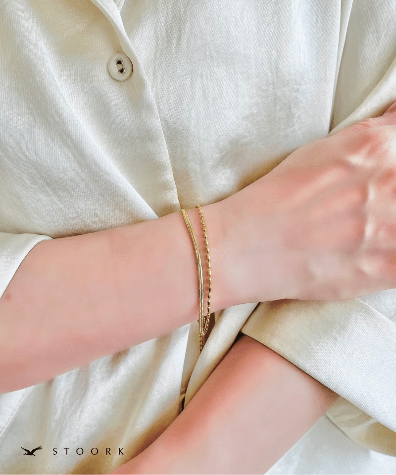 316L Rice & Snake Chain Bracelet - stoork