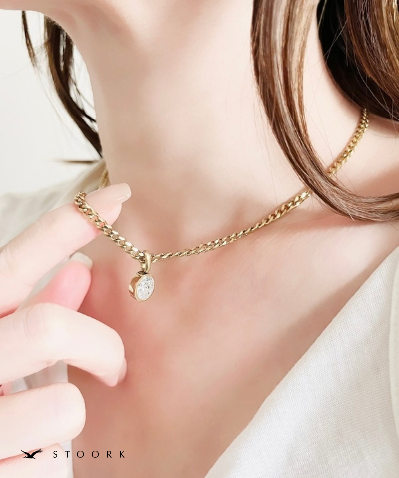 Oval Zirconia Chain Necklace
