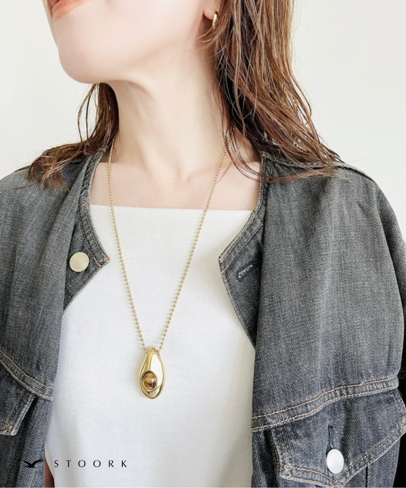 Oval Stone Charm Necklace