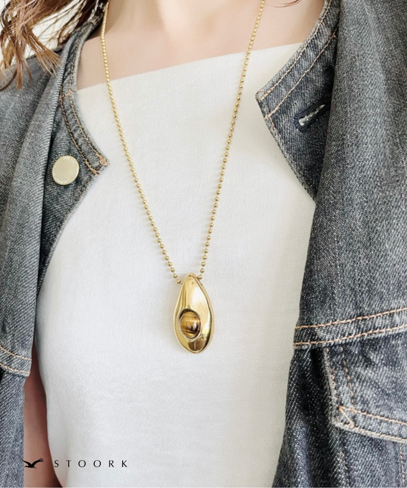 Oval Stone Charm Necklace
