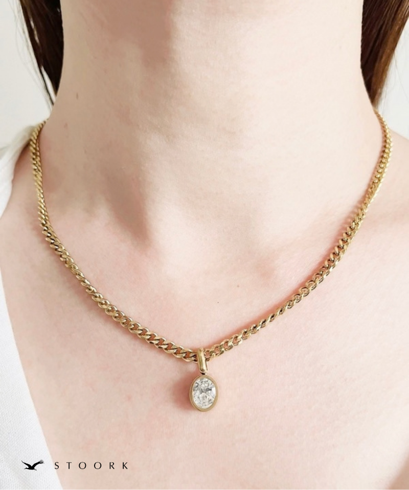 Oval Zirconia Chain Necklace