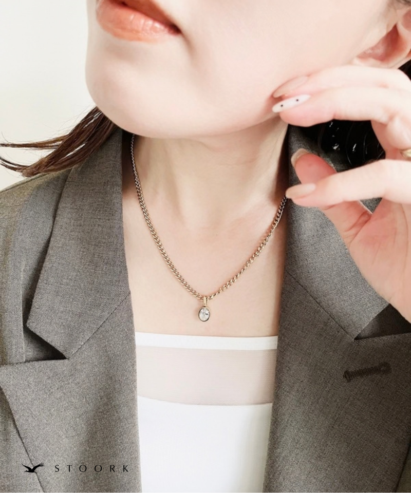 Oval Zirconia Chain Necklace