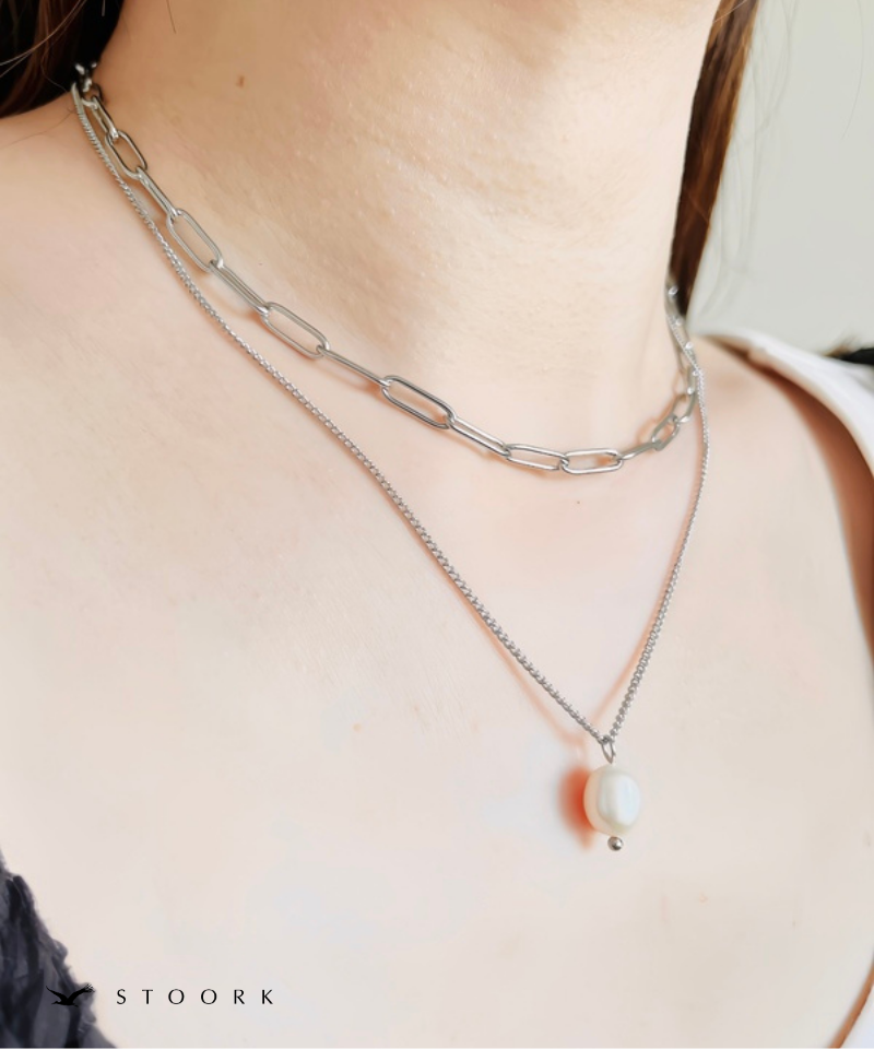 Dual Chain Pearl Necklace