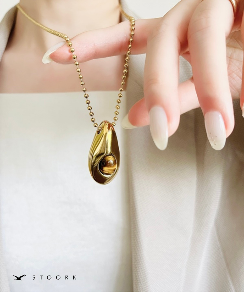 Oval Stone Charm Necklace
