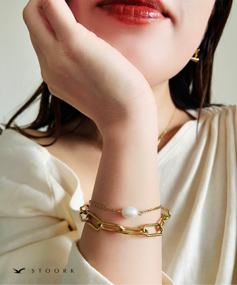 Pearl Double Chain Bracelet