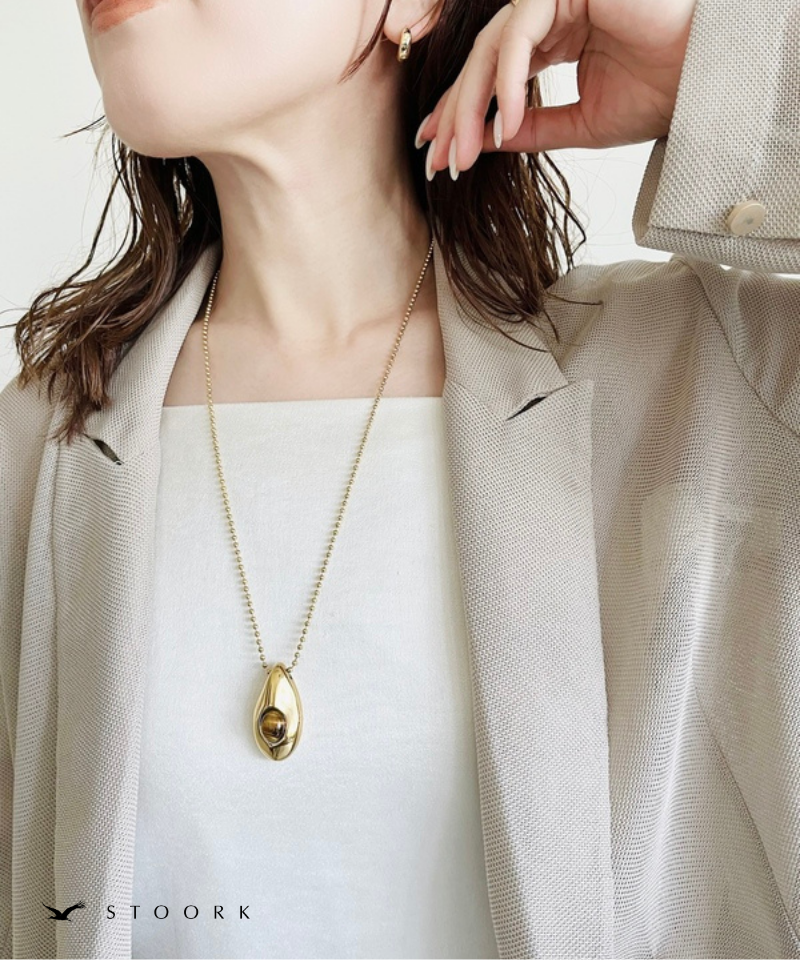 Oval Stone Charm Necklace