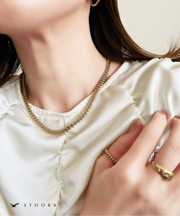 【再入荷】Filled Leaf Chain Necklace