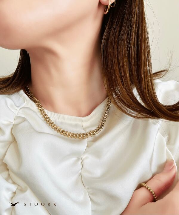 【再入荷】Filled Leaf Chain Necklace