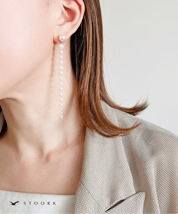 【再入荷】Pearl Long Chain Pierce