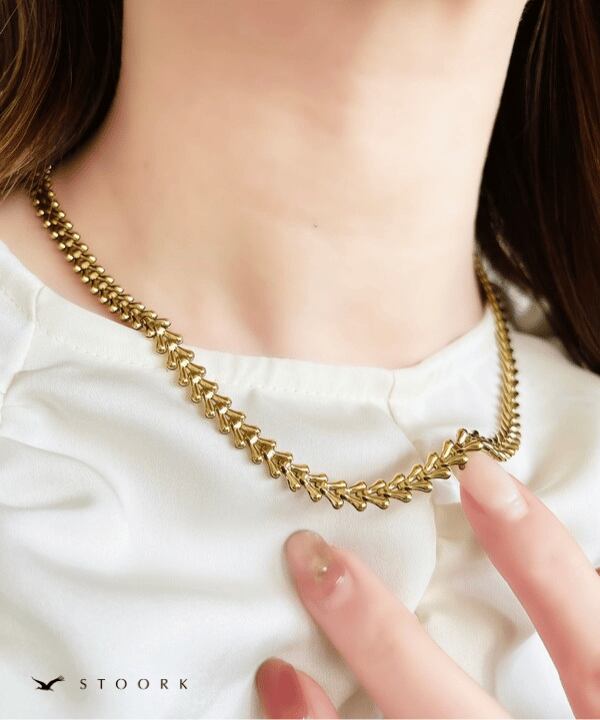 【再入荷】Filled Leaf Chain Necklace