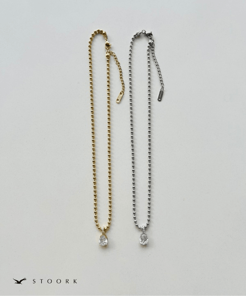 Ball Chain Stone Necklace - stoork