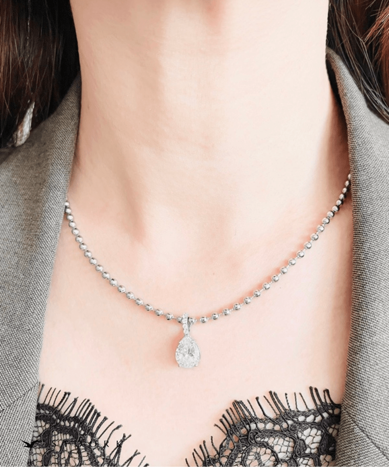 Ball Chain Stone Necklace - stoork