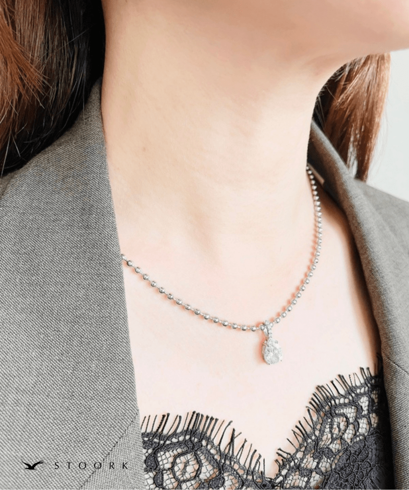 Ball Chain Stone Necklace - stoork