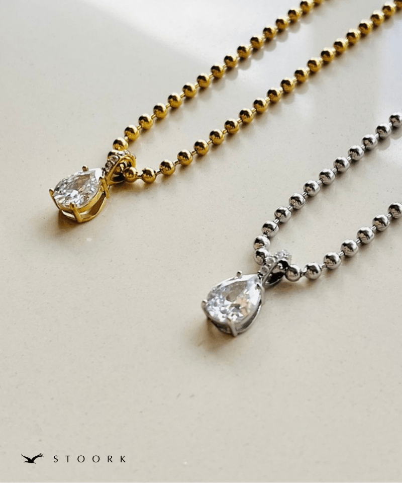 Ball Chain Stone Necklace - stoork