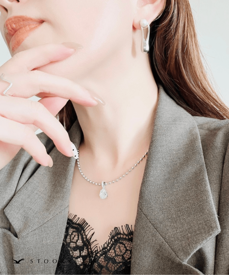 Ball Chain Stone Necklace - stoork
