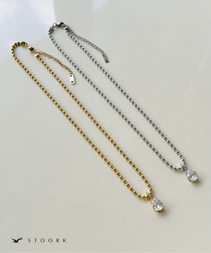 Ball Chain Stone Necklace - stoork