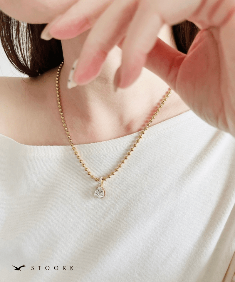 Ball Chain Stone Necklace - stoork