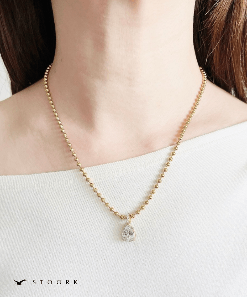 Ball Chain Stone Necklace - stoork
