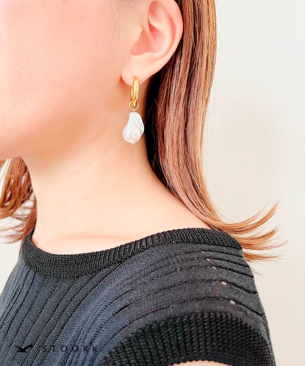 Baroque Pearl Hoop Pierce - stoork
