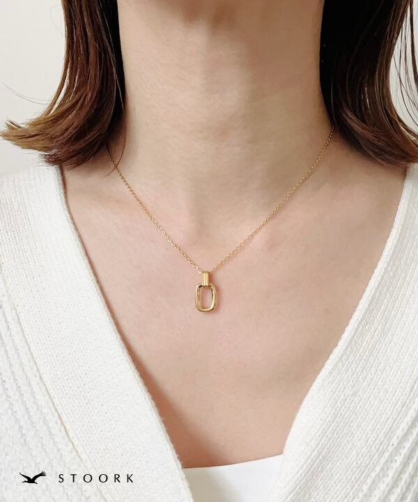 Simple Rectangle Necklace | 金属アレルギー対応アクセサリー通販ショップstoork(ストーク)