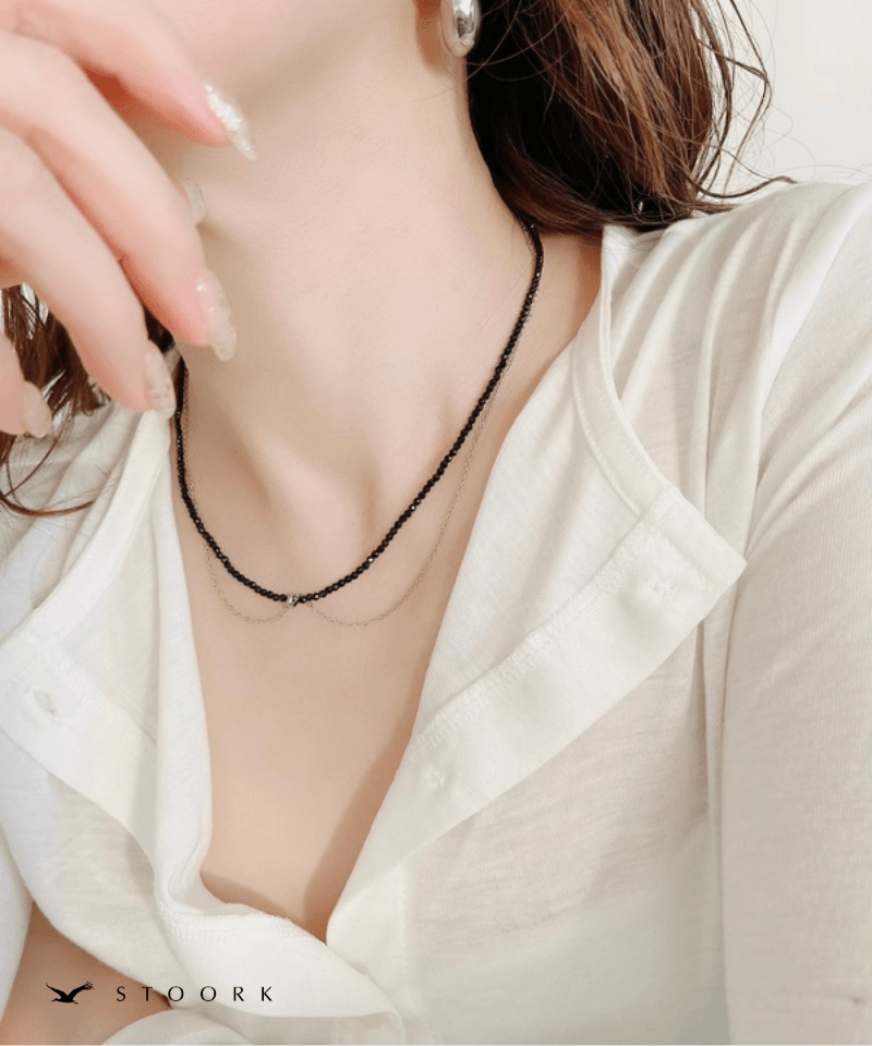 Black Layer Necklace | 金属アレルギー対応アクセサリー通販ショップ 