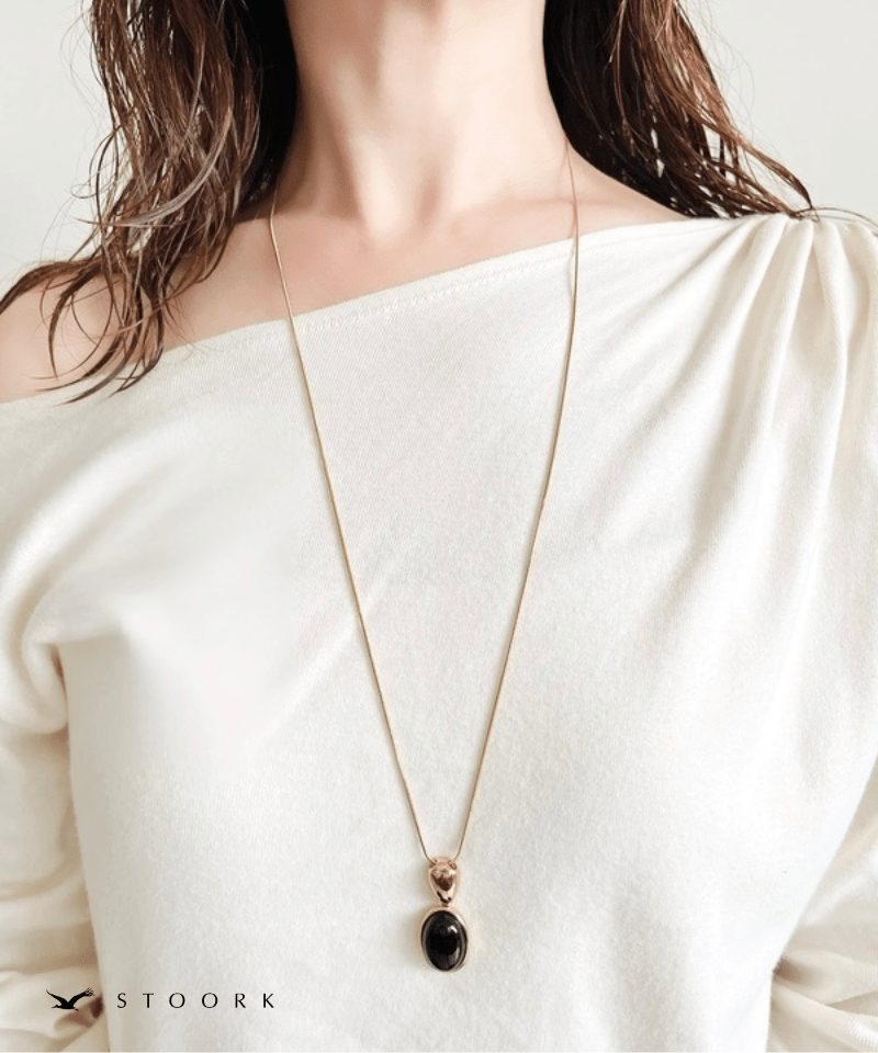 Black Oval Slider Necklace - stoork
