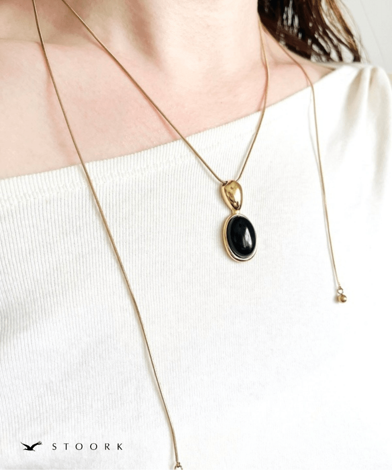 Black Oval Slider Necklace - stoork