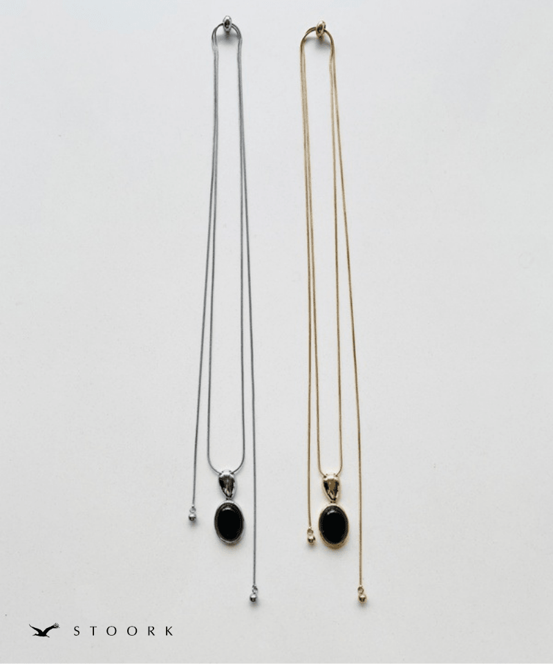 Black Oval Slider Necklace - stoork