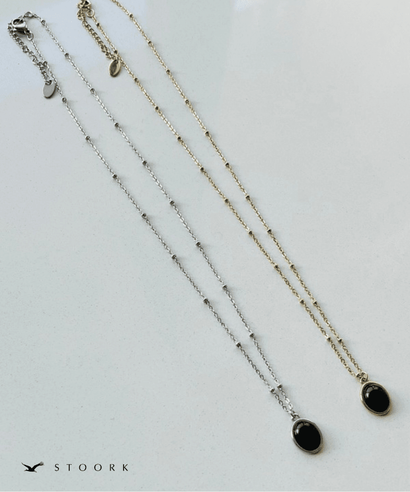 Black Stone Station Necklace - stoork