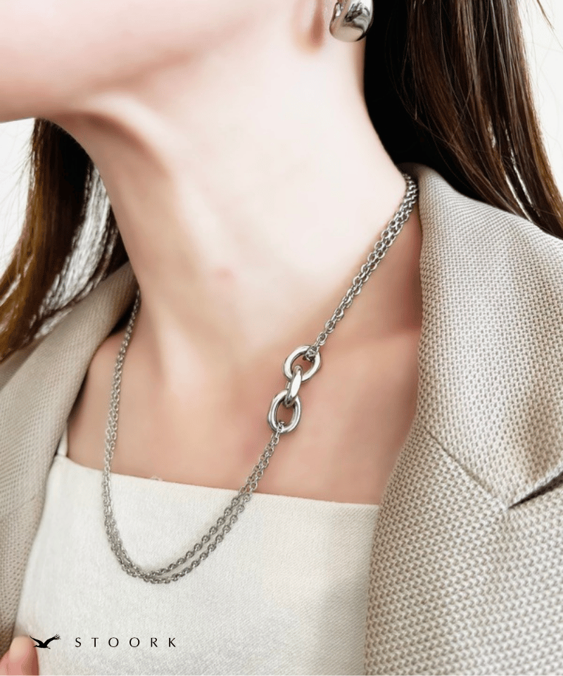 Chain Motif Double Necklace - stoork