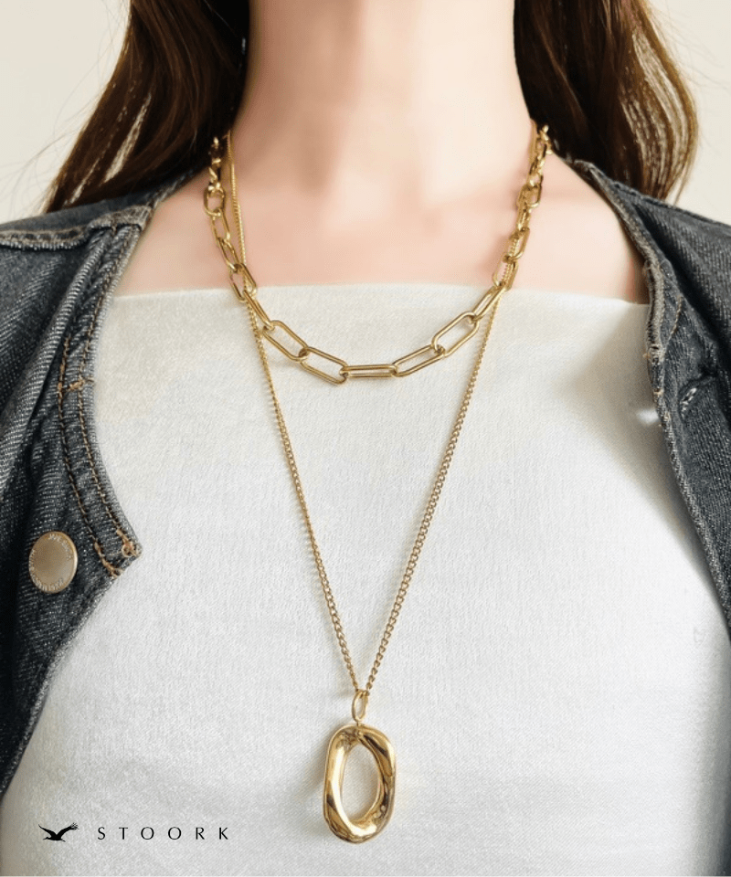 Circle Top Layered Necklace - stoork