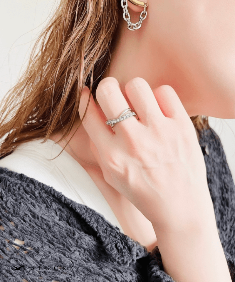 Cross Layer Stone Ring - stoork