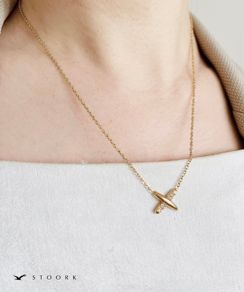 Cross Line Zircon Necklace - stoork