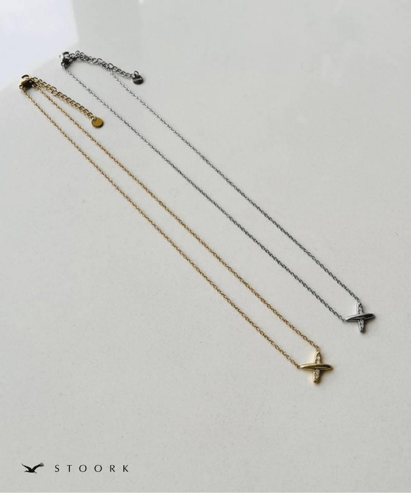 Cross Line Zircon Necklace - stoork