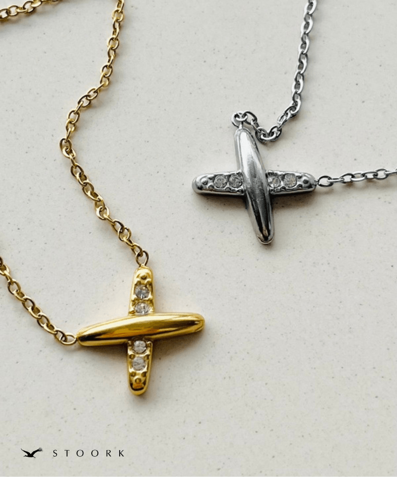 Cross Line Zircon Necklace - stoork