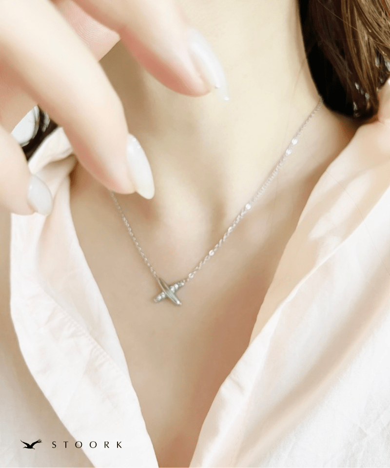 Cross Line Zircon Necklace - stoork