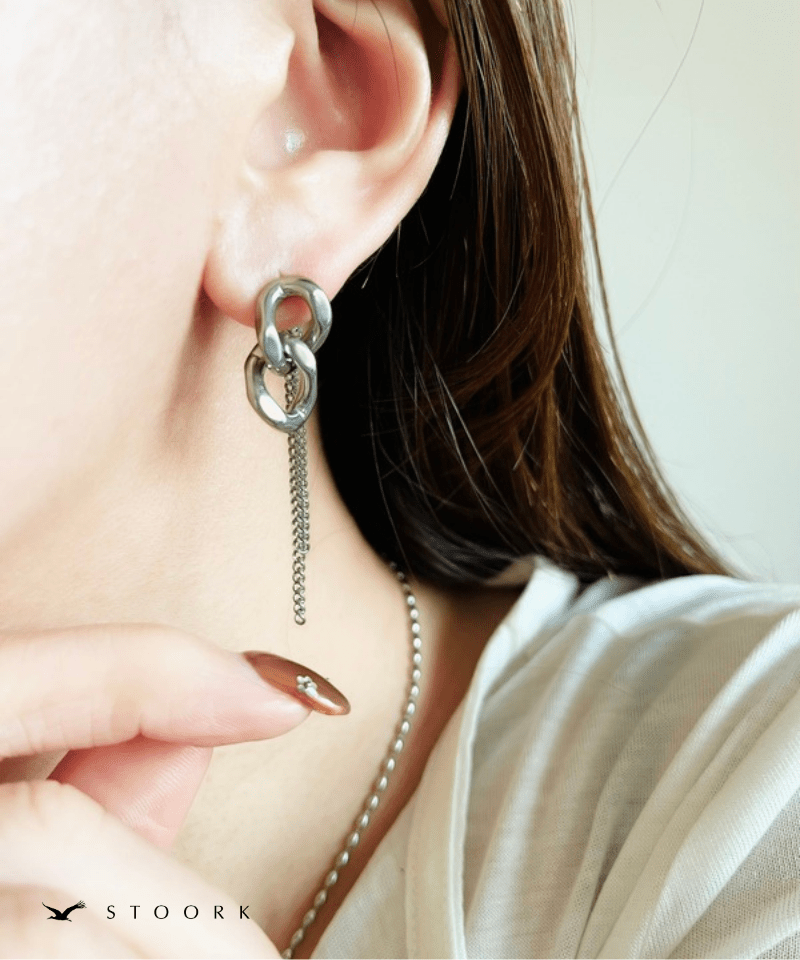 ノーリーズ　ピアスMERAKI Hoop with Chain Pierce Double Chain Pierce | 金属アレルギー対応アクセサリー通販ショップ