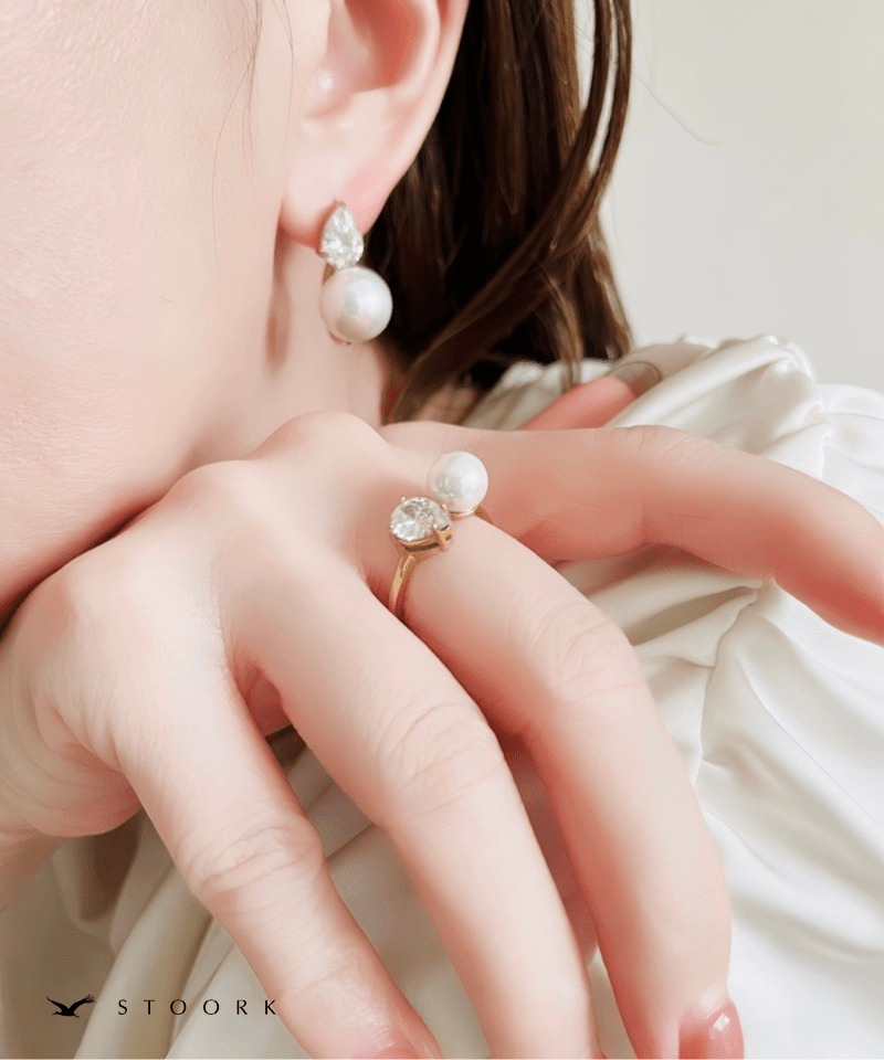 Drop Stone Pearl Ring - stoork