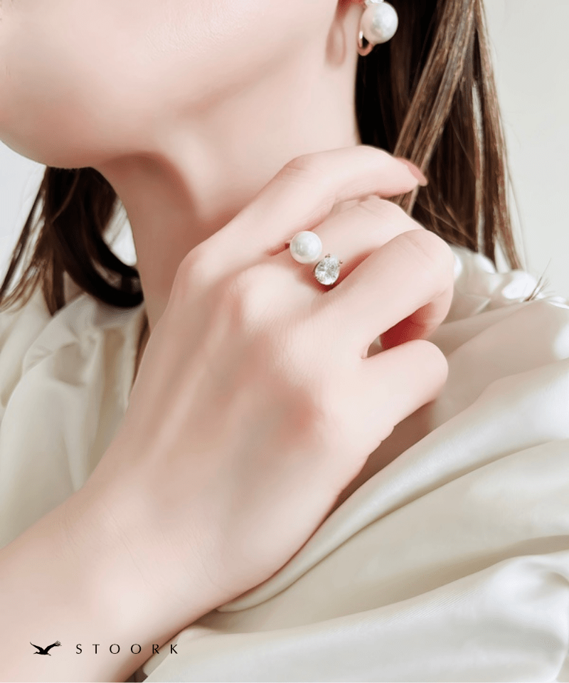 Drop Stone Pearl Ring - stoork