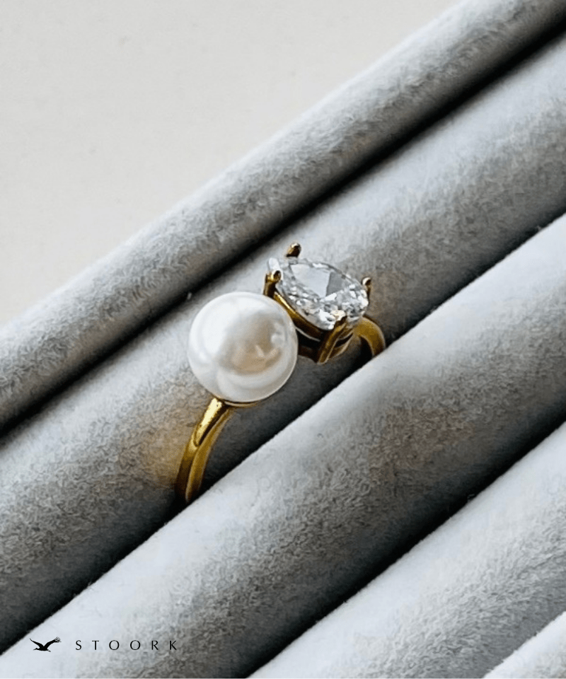 Drop Stone Pearl Ring - stoork