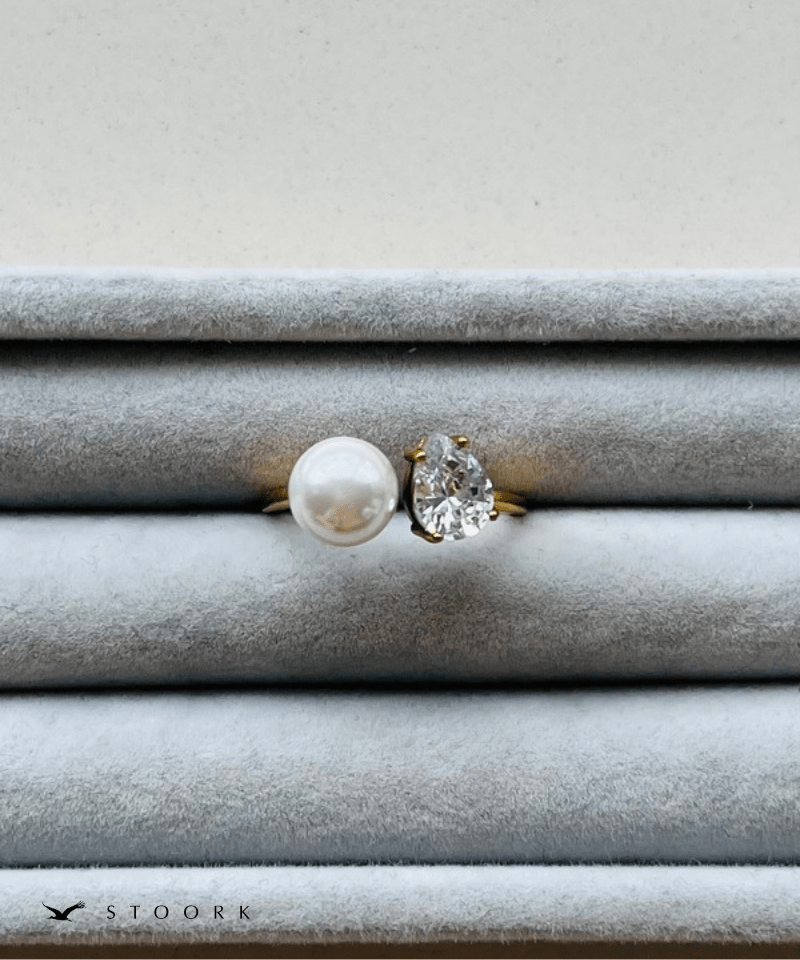 Drop Stone Pearl Ring - stoork
