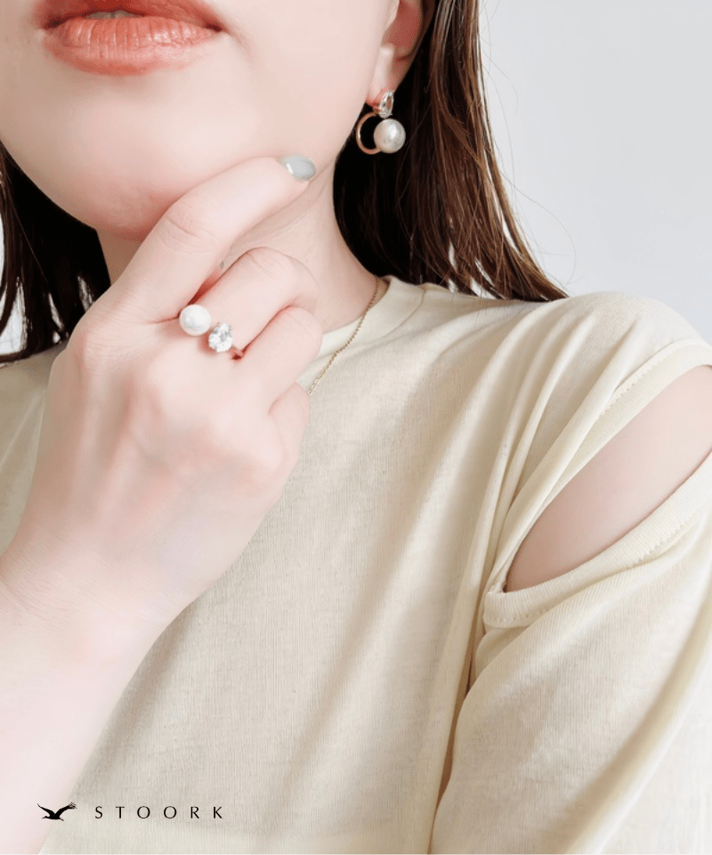 Drop Stone Pearl Ring - stoork