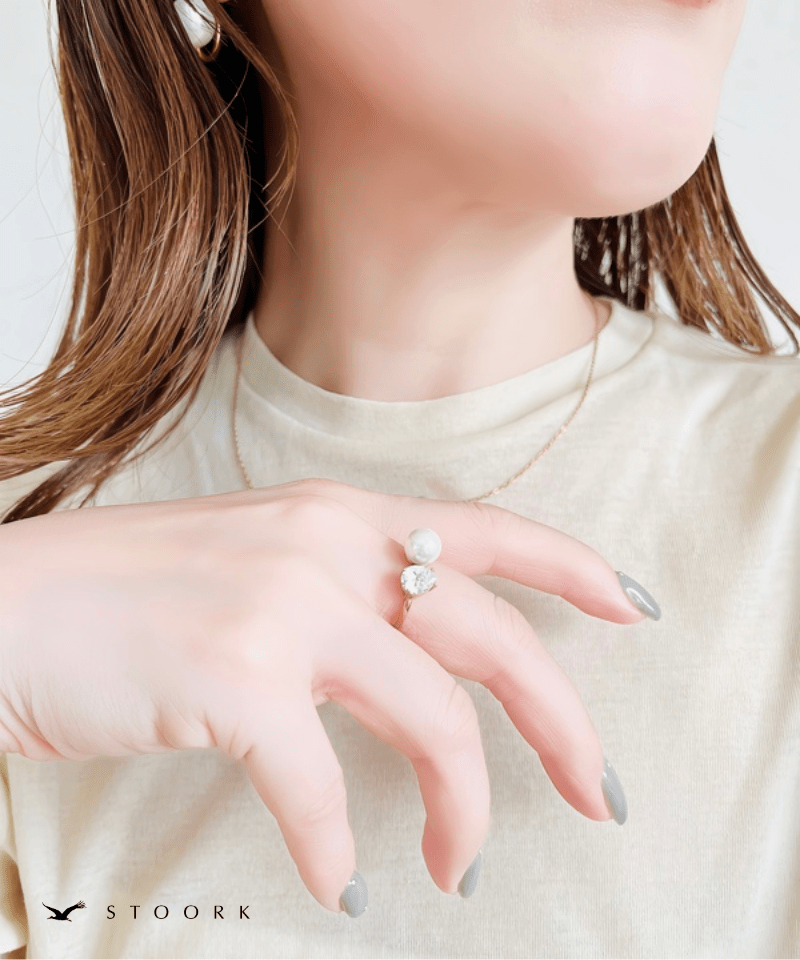 Drop Stone Pearl Ring - stoork