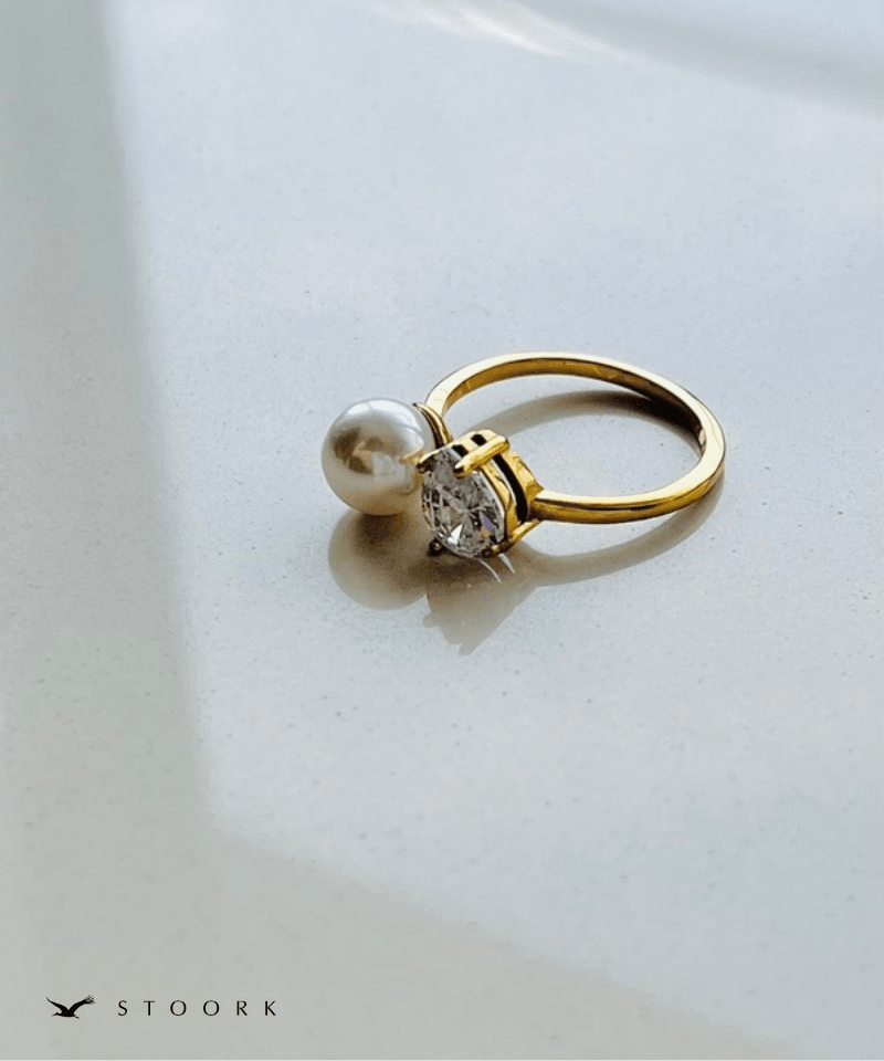 Drop Stone Pearl Ring - stoork