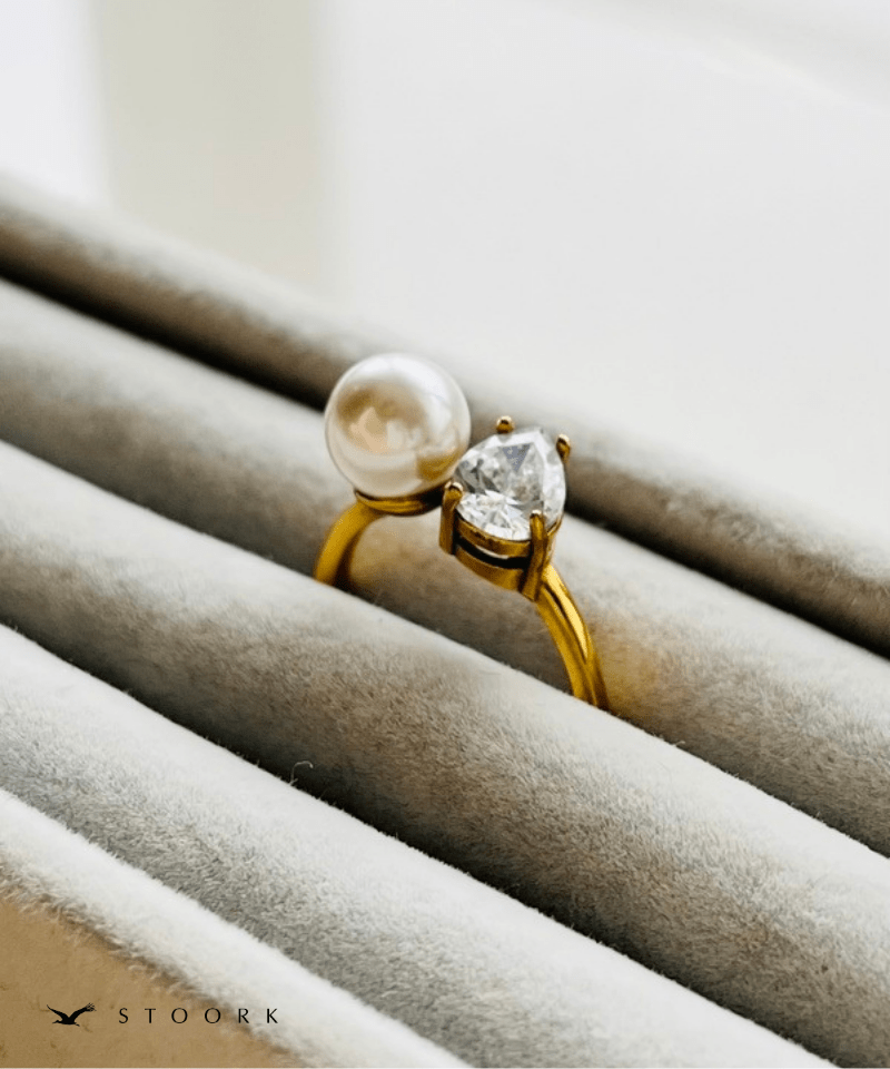 Drop Stone Pearl Ring - stoork