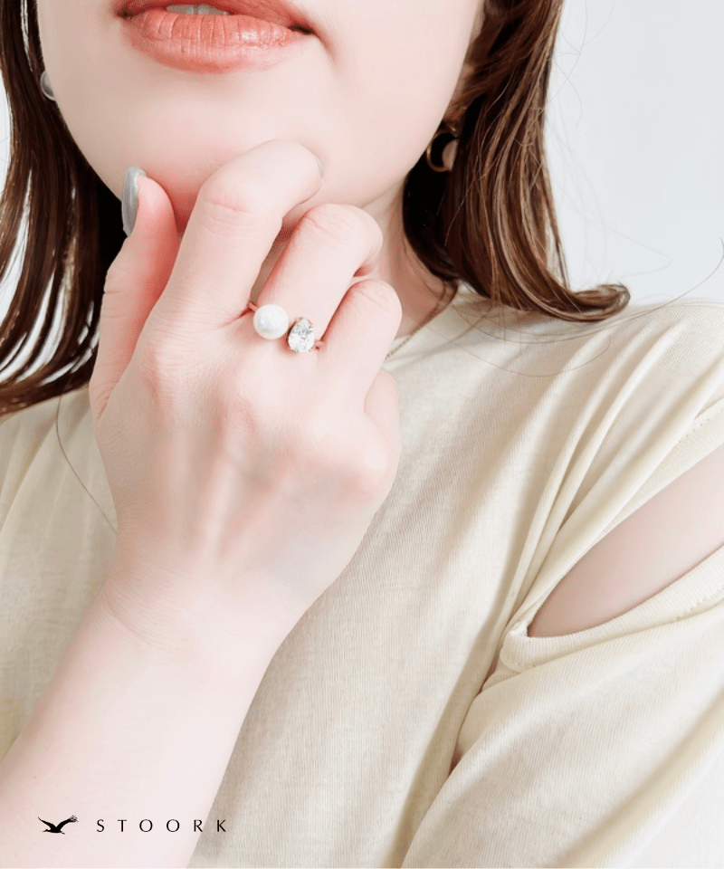 Drop Stone Pearl Ring - stoork
