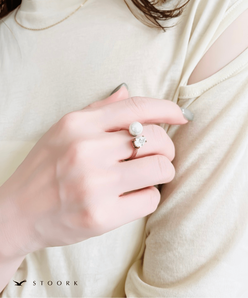 Drop Stone Pearl Ring - stoork