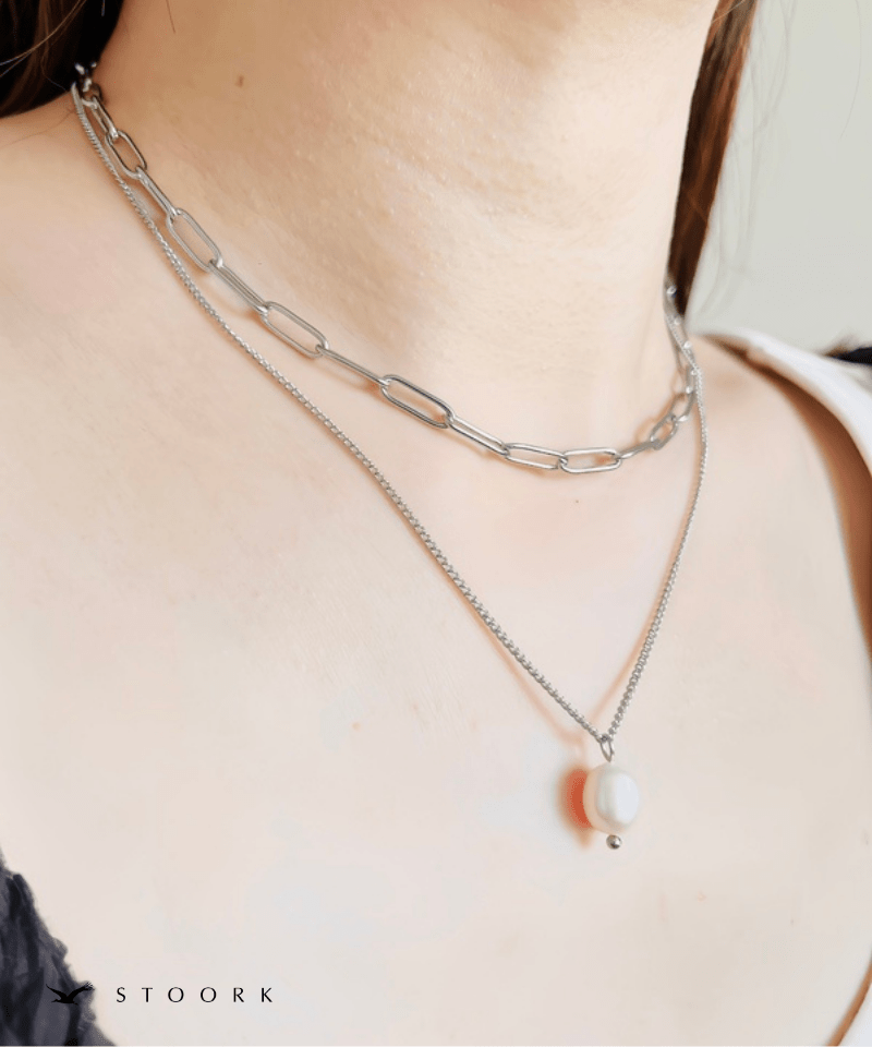 Dual Chain Pearl Necklace - stoork