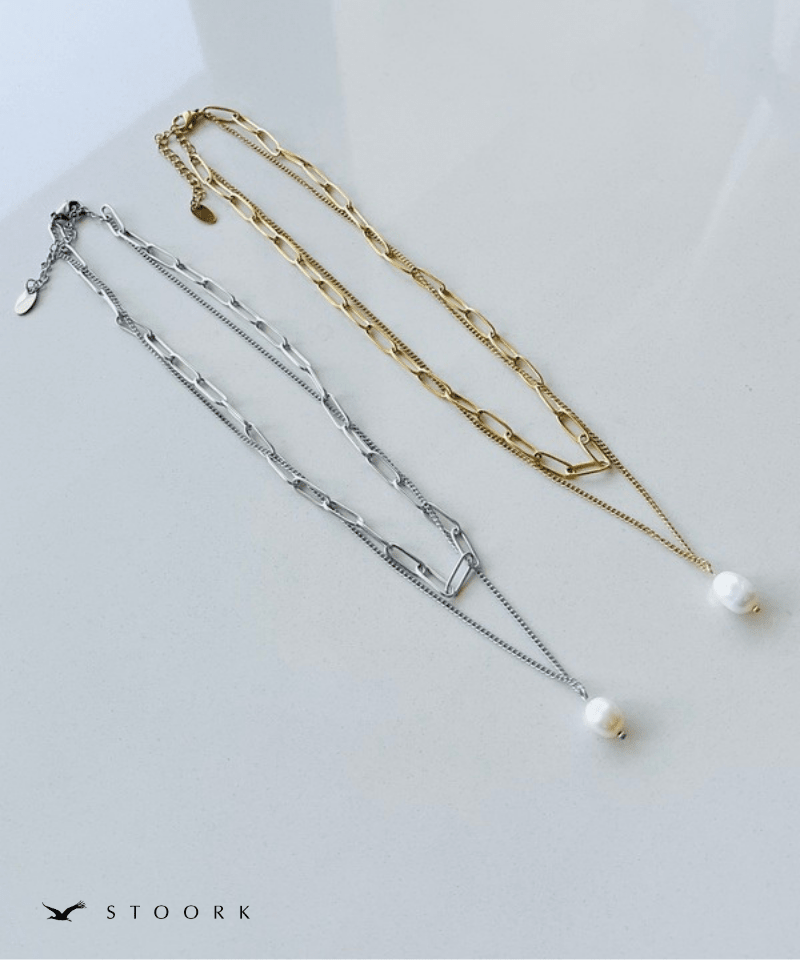 Dual Chain Pearl Necklace - stoork