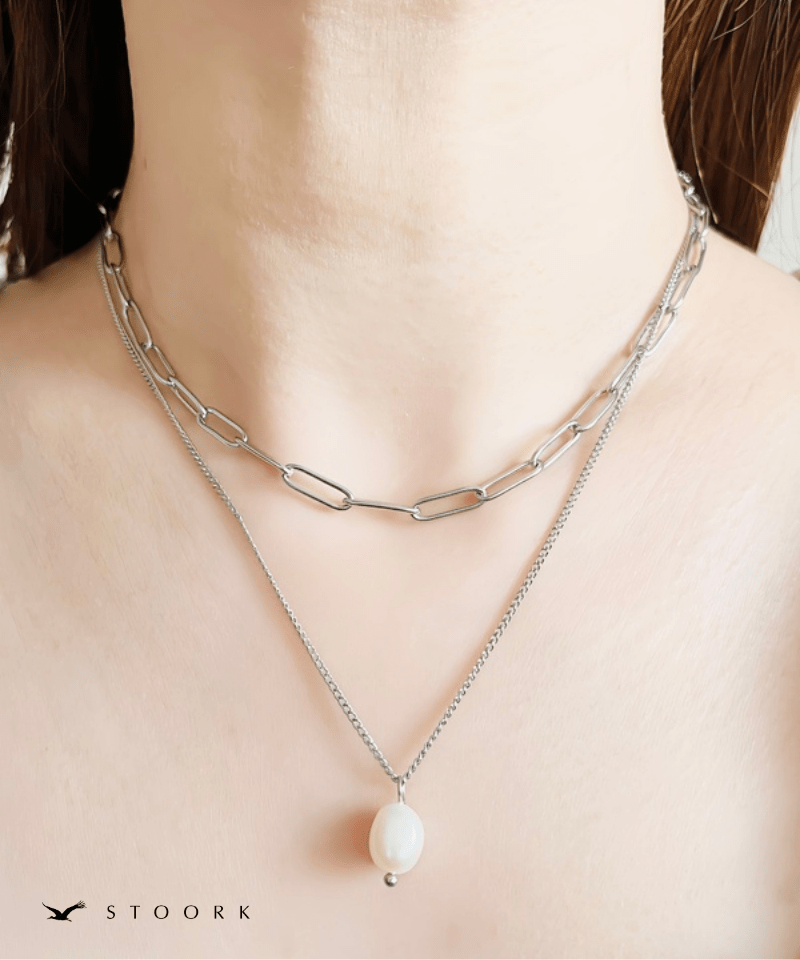 Dual Chain Pearl Necklace - stoork